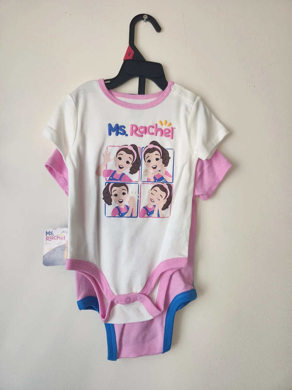 Ms. Rachel Pink Blue And White Onesie Set Of 2